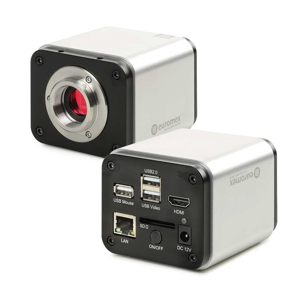 Globe Scientific Ultra HD/4K high definition camera with 1/1.8 inch Sony 4K sensor, standard micro-SD card, HDMI, USB-2 . Can be used in stand alone or with a computer and supplied with ImageFocus Alpha software. Supplied with 0.5x objective, HDMI cable and USB mouse Microscope;Camera;4K;Imagefocus Alpha software;